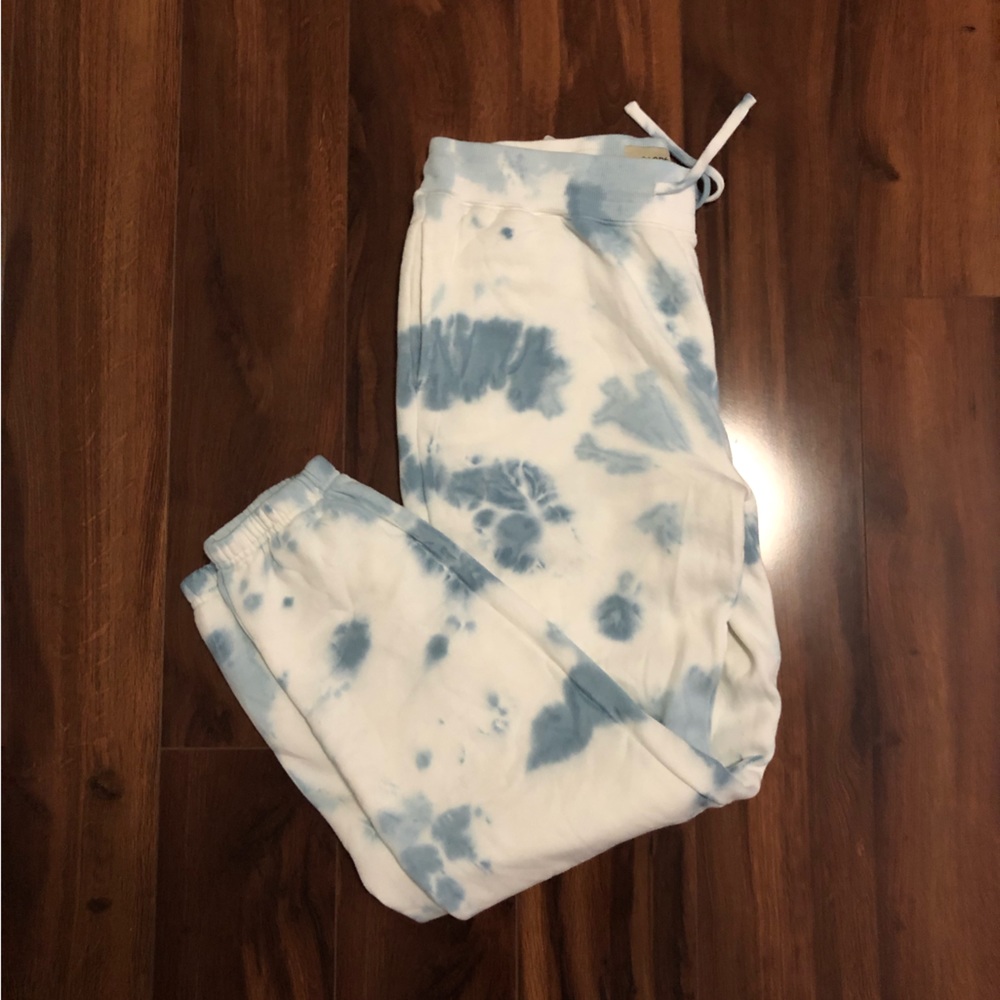 NWOT Sacré light blue and white tie dye sweatpants.